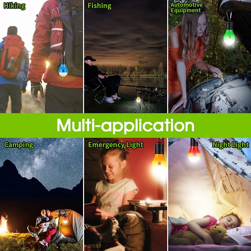 4pcs Portable LED tent light clip hook hurricane emergency light LED camping light bulb camping light camping equipment hiking