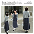Dark Gray Size 4XL (Recommended 95.5-110kg / 210.5-242.5lbs) | Oversized Plus Size Dress Set | Christmas Extra Roomy Gift | Non-Restrictive Long Sleeve Cardigan Floral Two-Piece