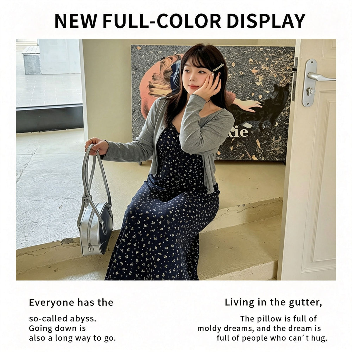 Dark Gray Size 4XL (Recommended 95.5-110kg / 210.5-242.5lbs) | Oversized Plus Size Dress Set | Christmas Extra Roomy Gift | Non-Restrictive Long Sleeve Cardigan Floral Two-Piece