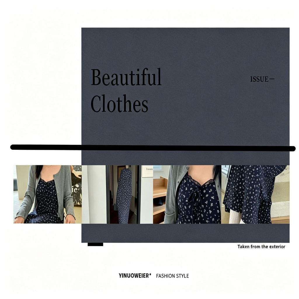 Dark Gray Size 4XL (Recommended 95.5-110kg / 210.5-242.5lbs) | Oversized Plus Size Dress Set | Christmas Extra Roomy Gift | Non-Restrictive Long Sleeve Cardigan Floral Two-Piece