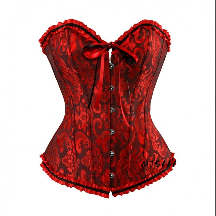 European and American palace corset wedding dress sexy corset waist corset vest corset MJ51 black and red-Xin Black and Red Black and Red XS