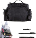 Fishing Tackle Storage Bag with Zipper and Rod Holder, Water-Resistant Carry Bag for Saltwater and Freshwater Fishing Gear