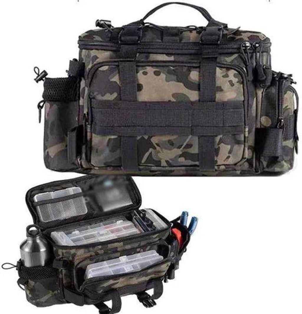 Camouflage Fishing Tackle Bag, Water-Resistant Fishing Gear Storage Bag with Handle, Outdoor Multifunctional Carry Bag for Fishing Camping Hunting