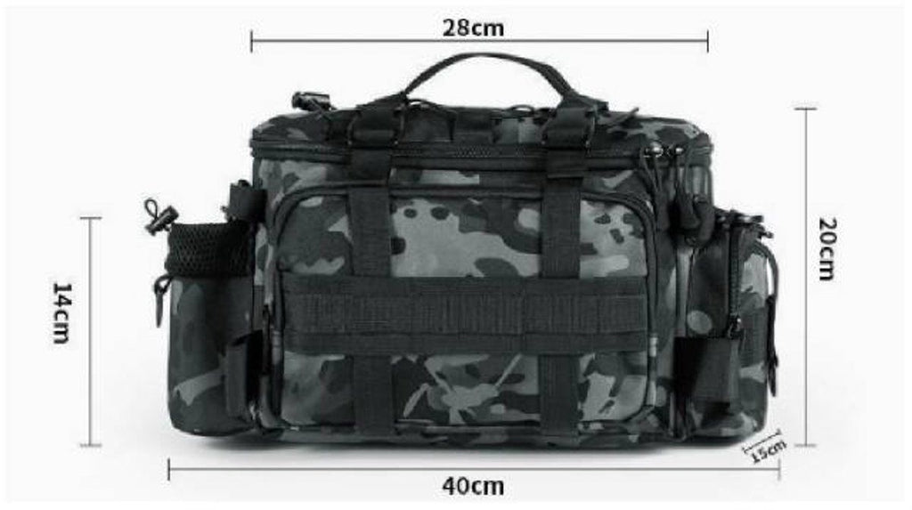 Camouflage Fishing Tackle Bag, Water-Resistant Fishing Gear Storage Bag with Handle, Outdoor Multifunctional Carry Bag for Fishing Camping Hunting