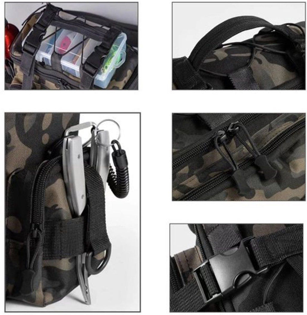 Camouflage Fishing Tackle Bag, Water-Resistant Fishing Gear Storage Bag with Handle, Outdoor Multifunctional Carry Bag for Fishing Camping Hunting