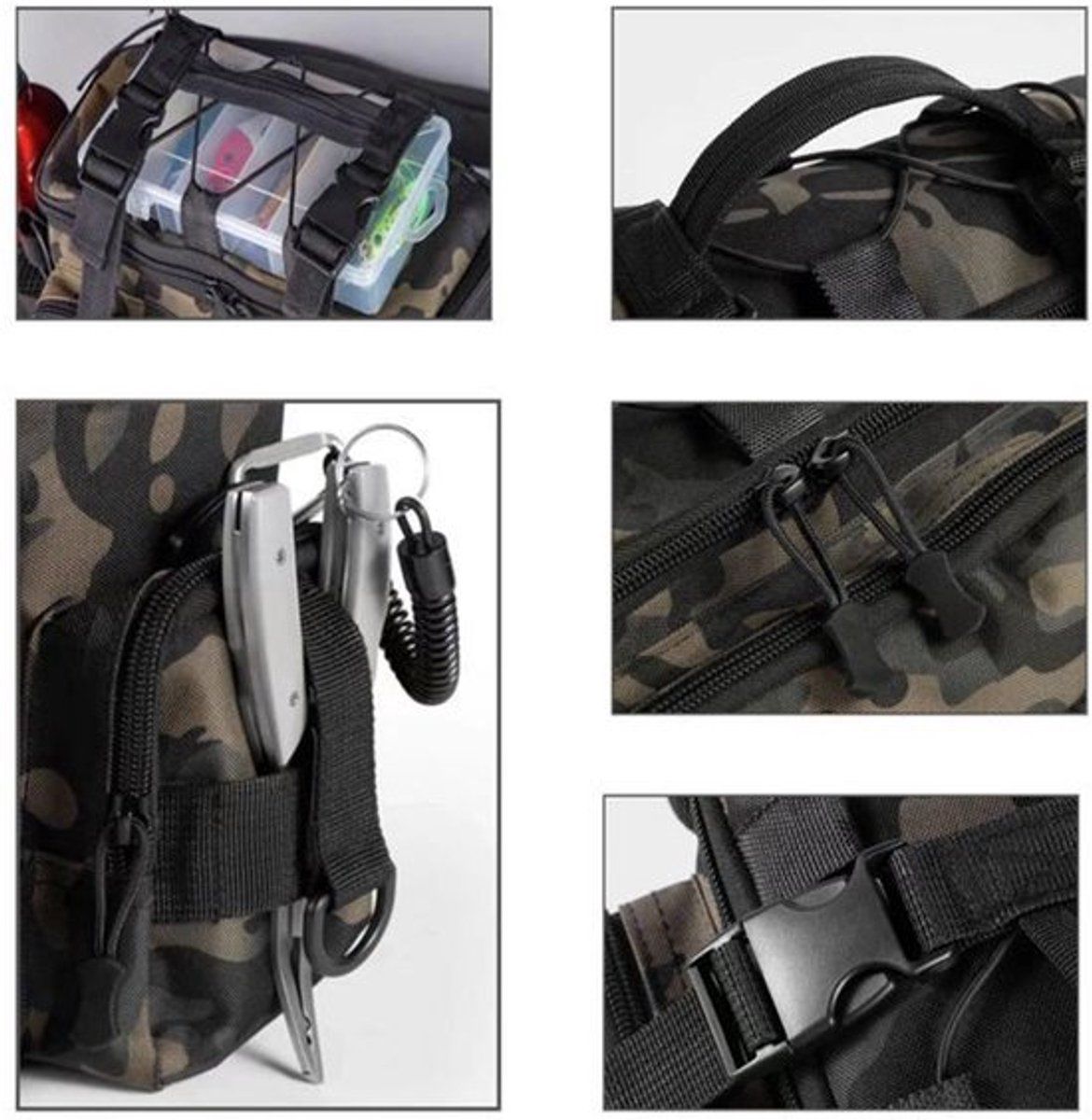 Camouflage Fishing Tackle Bag, Water-Resistant Fishing Gear Storage Bag with Handle, Outdoor Multifunctional Carry Bag for Fishing Camping Hunting