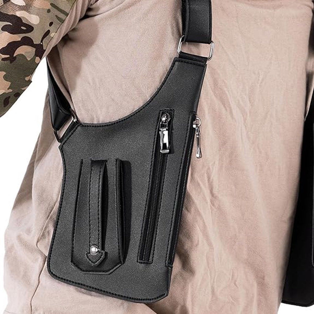 Men Leather Chest Bag Anti Theft Shoulder Holster Bag Casual Crossbody Sport Pack for Men, Army Green