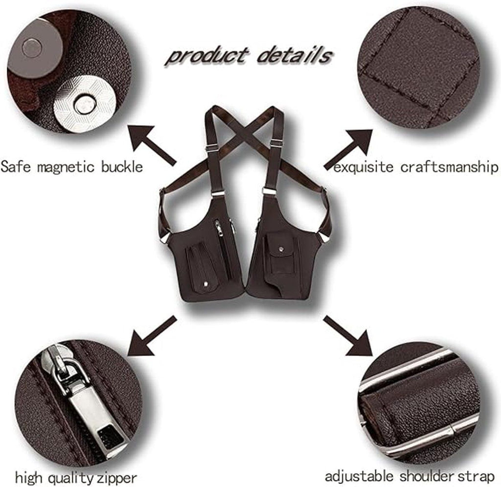 Men Leather Chest Bag Anti Theft Shoulder Holster Bag Casual Crossbody Sport Pack for Men, Army Green