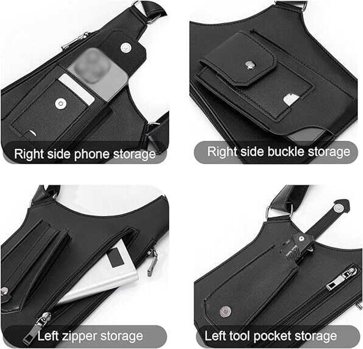 Men Leather Chest Bag Anti Theft Shoulder Holster Bag Casual Crossbody Sport Pack for Men, Army Green