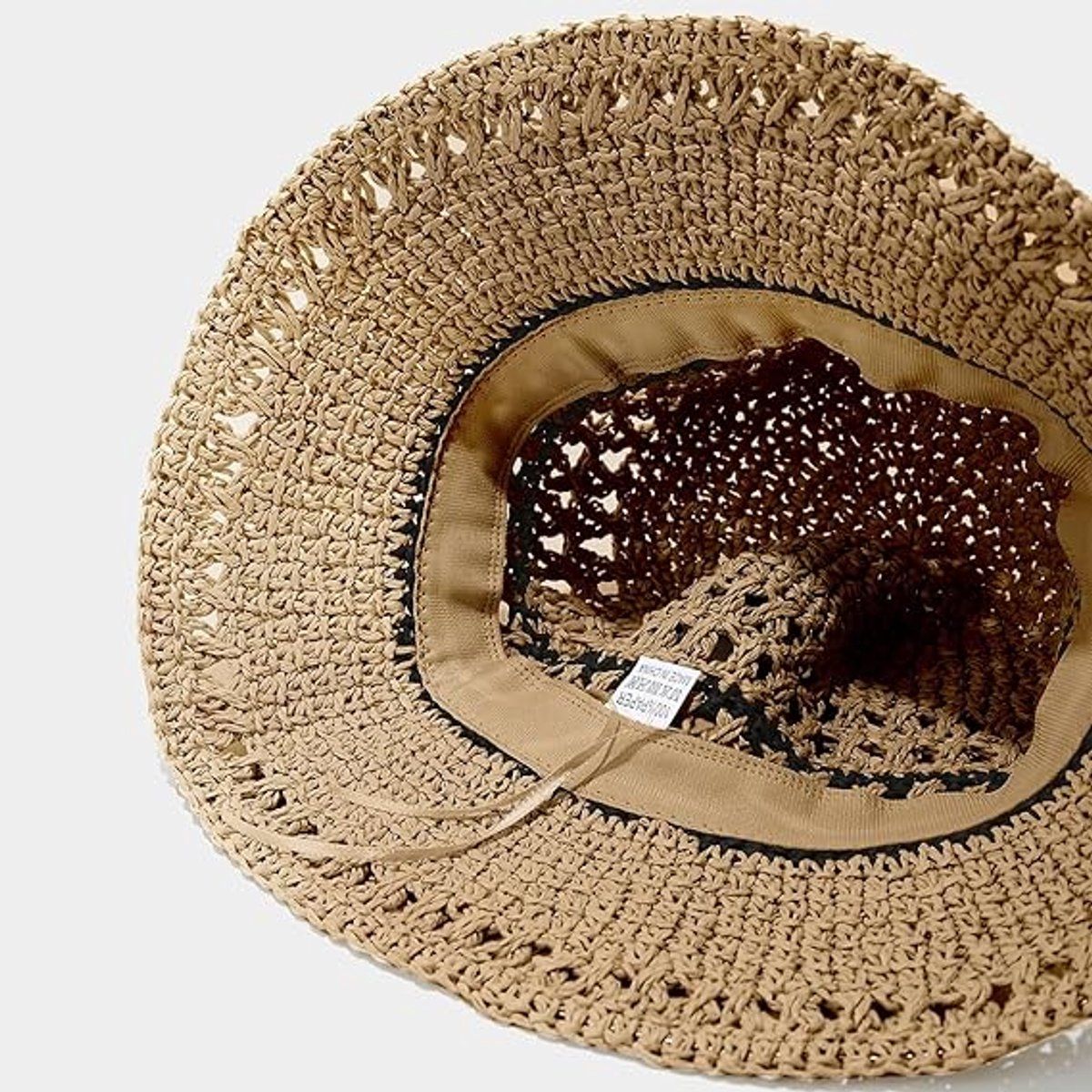 Women's Straw Beach Hat, Wide Brim Foldable Sun Hat with UV Protection, Adjustable Breathable Summer Hat for Garden Beach Travel, Beige