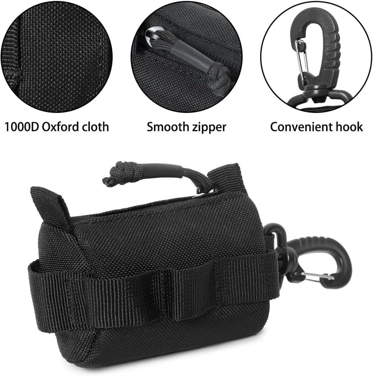 Tactical Key Wallet Mini Compact Multifunctional Pouch with Keychain for Outdoor Travel Unisex Black, 9 x 4.5 cm