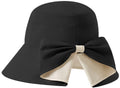 Women's Foldable Wide Brim Bucket Sun Hat, Adjustable Beach Hat for Travel and Summer Sun Protection, Black, 54-60 cm