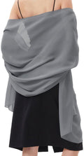 Chiffon Shawl for Evening Dress, Elegant Wedding Wrap for Bride and Guest, Lightweight Travel Scarf with Sun Protection, Stylish Accessory, Gray