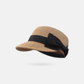 Women Straw Sun Visor Hat with Bow, Trendy Summer Beach Cap for Travel and Outdoor Activities, Khaki