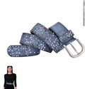 Women Studded Leather Belt, Punk Vintage Style for Jeans and Pants, 110 cm