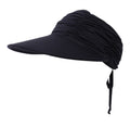Women's Sun Hat UPF 50 Plus Foldable Beach Hat with Ponytail Hole, Wide Brim Adjustable, Black