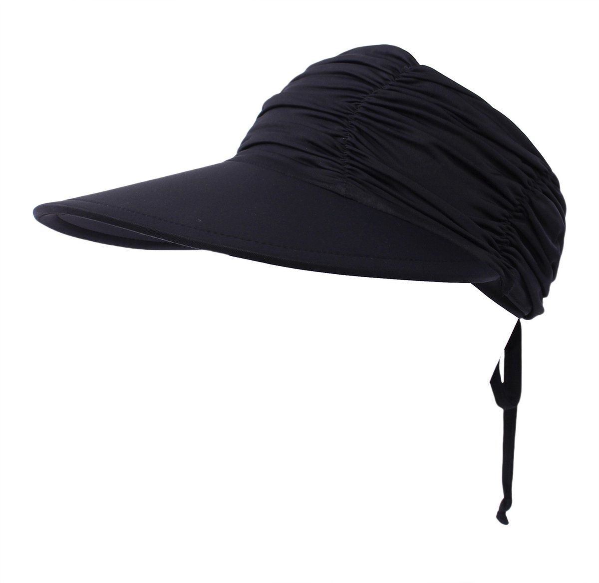 Women's Sun Hat UPF 50 Plus Foldable Beach Hat with Ponytail Hole, Wide Brim Adjustable, Black