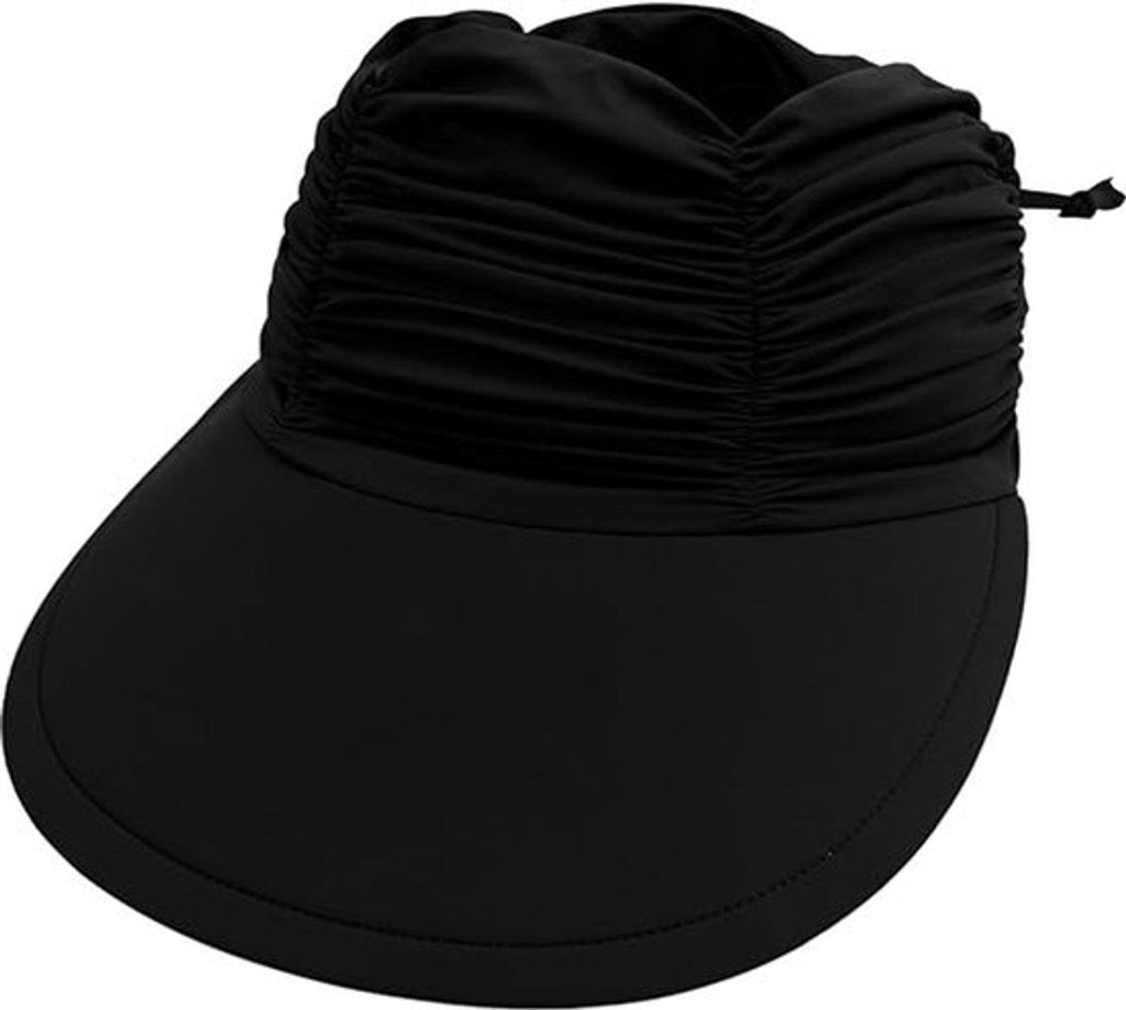 Women's Sun Hat UPF 50 Plus Foldable Beach Hat with Ponytail Hole, Wide Brim Adjustable, Black