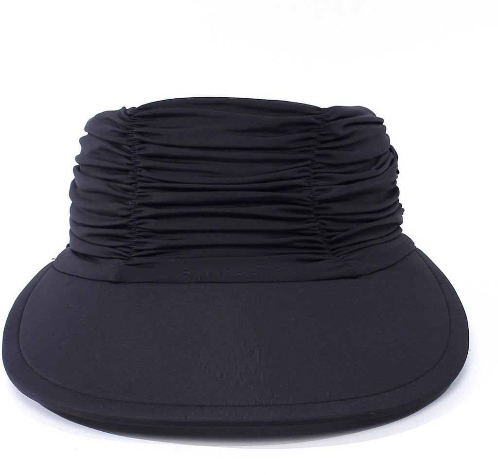 Women's Sun Hat UPF 50 Plus Foldable Beach Hat with Ponytail Hole, Wide Brim Adjustable, Black