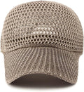 Women's Baseball Cap Breathable Knit Mesh Summer Hat with Adjustable Brim for Travel Outdoor, Khaki