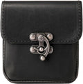 Vintage Leather Waist Bag with Buckle Closure for Festival and Hiking, Black