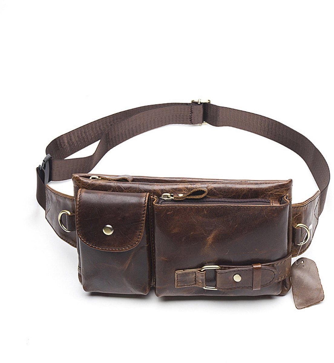 Leather Fanny Pack with Adjustable Strap and Multiple Pockets for Men and Women, for Travel Hiking and Daily Use