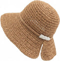 Women's Foldable Straw Sun Hat with Wide Brim, UV Protection Beach Hat for Summer Vacation Gardening