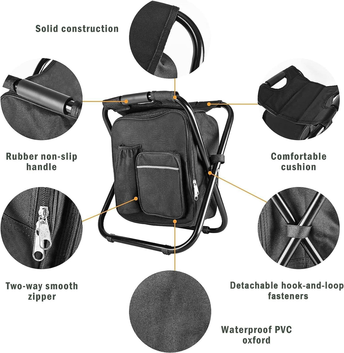 Folding Camping Chair Grey Portable Compact Adjustable Folding Chair for Outdoor Camping Fishing