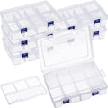 6 Pack Fishing Tackle Box Organizer Storage Clear Fishing Box with Movable Tray Plastic Waterproof Compartment Organizer for Lure Container Craft Beads Jewelry