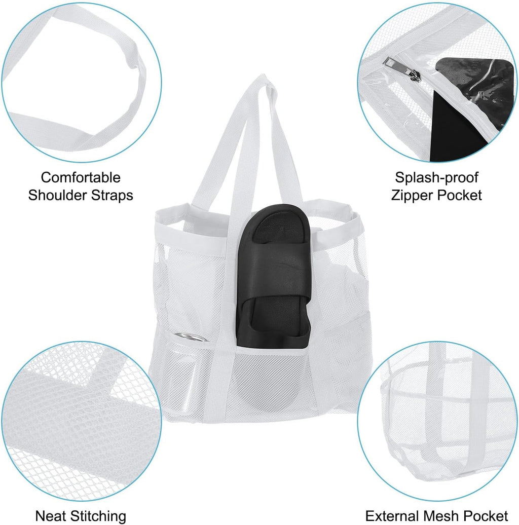 Mesh Beach Tote Bag, Upgraded Beach Towel Bags, Pool Bag for Vacation Travel Daily