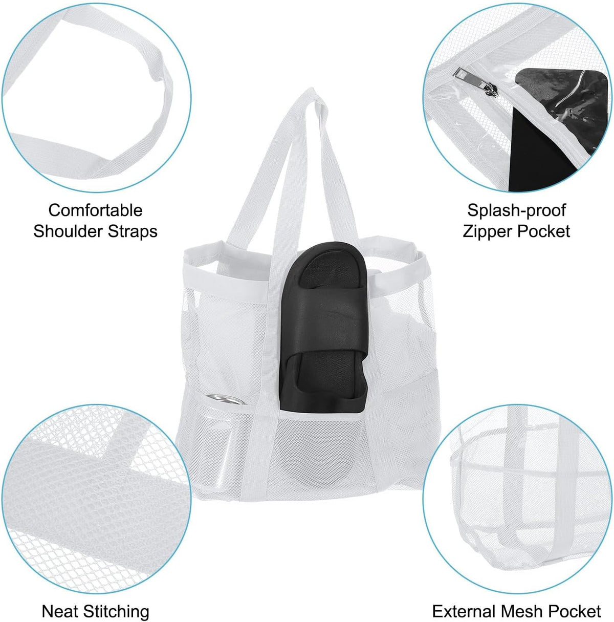 Mesh Beach Tote Bag, Upgraded Beach Towel Bags, Pool Bag for Vacation Travel Daily