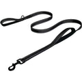 Reflective Dog Leash with Dual Handles - Anti-Shock Nylon Pet Lead for Large Medium Dogs - No-Pull Training Leash - Black 1.8m