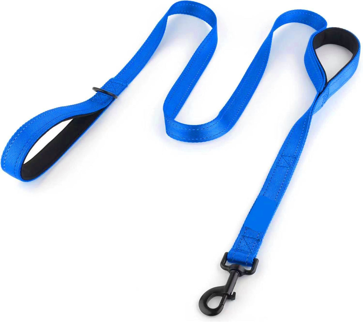 Reflective Dog Leash with Dual Handles - Anti-Shock Nylon Pet Lead for Large Medium Dogs - No-Pull Training Leash - Royal Blue 1.5m