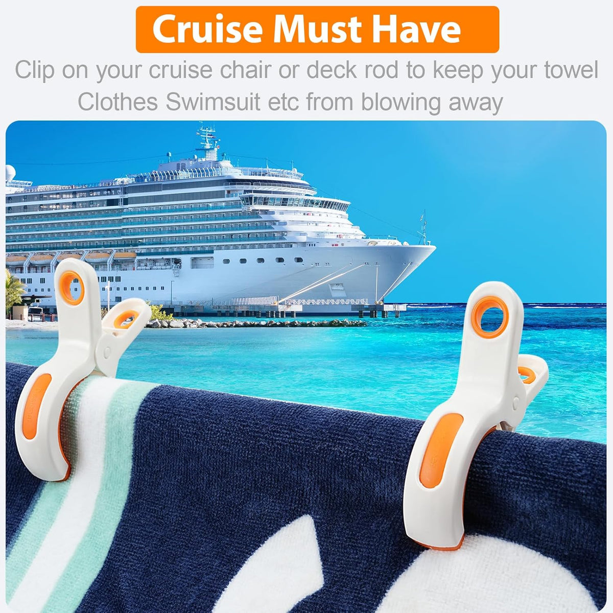 Beach Towel Clips for Beach Chair Towel Holder for Beach Chair Pool Chair on Cruise-Jumbo Size,Plastic Strong Beach Chair Clips to Keep Your Towel from Blowing Away,Heavy Duty and in Bright Colors