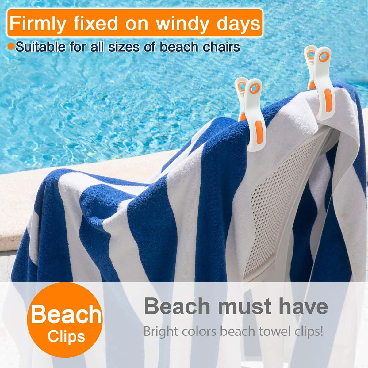 Beach Towel Clips for Beach Chair Towel Holder for Beach Chair Pool Chair on Cruise-Jumbo Size,Plastic Strong Beach Chair Clips to Keep Your Towel from Blowing Away,Heavy Duty and in Bright Colors