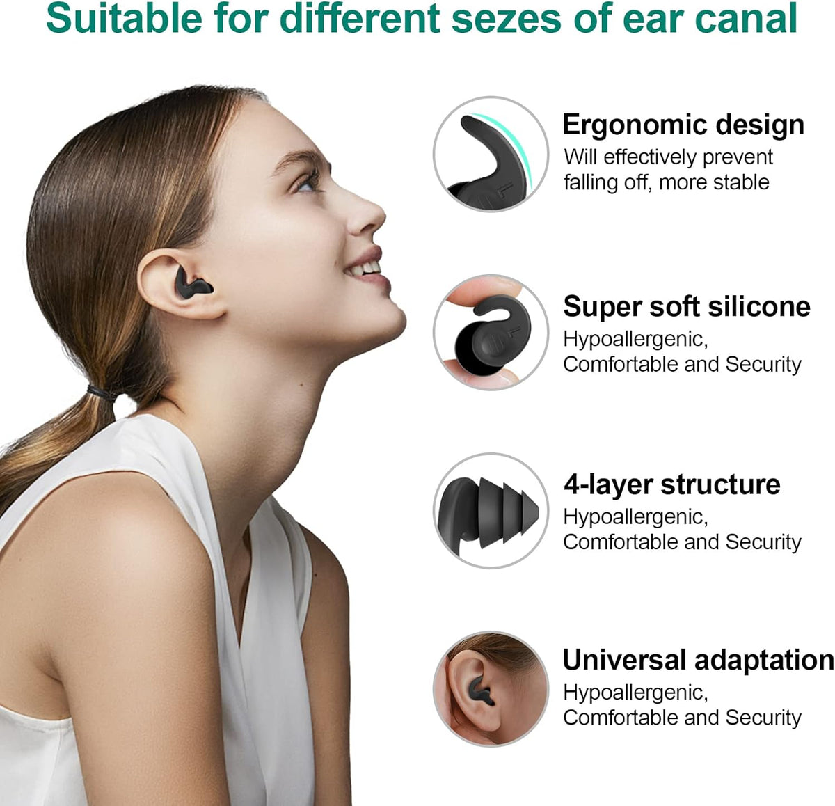 Swimming Ear Plugs, 3 Pairs Great Waterproof Ultra Comfy Earplugs, Reusable Silicone Ear Plugs for Swimming Surfing Snorkeling and Other Water Sports (Adults & Teens 14+) (Multicolored 1, 3 Pair (Pack of 1))