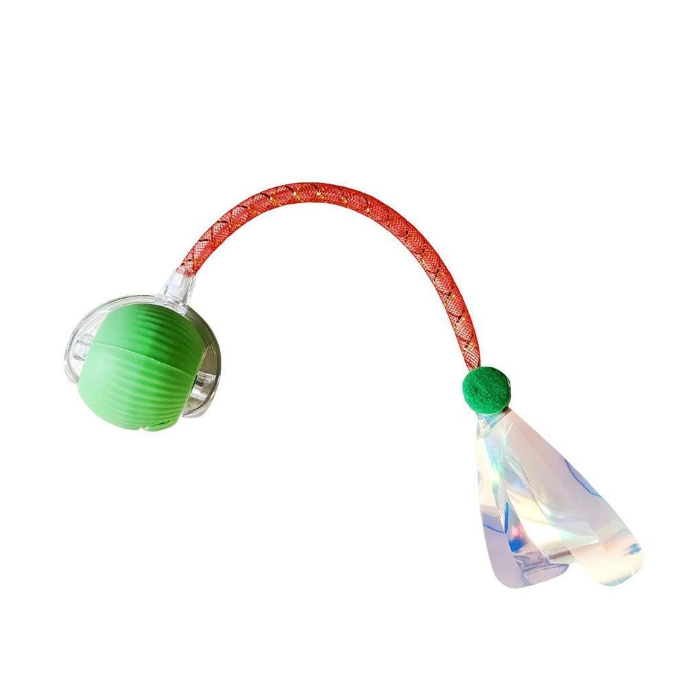 Interactive Cat Toy Moving Cat Ball with Dragonfly Tail Indoor Auto-Turn Cat Toy Green