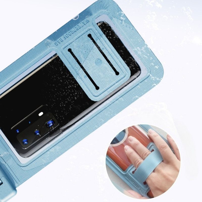 Single-Hand Selfie Phone Waterproof Pouch, High-Sensitivity Touch Screen, for Snorkeling and Surfing—Blue