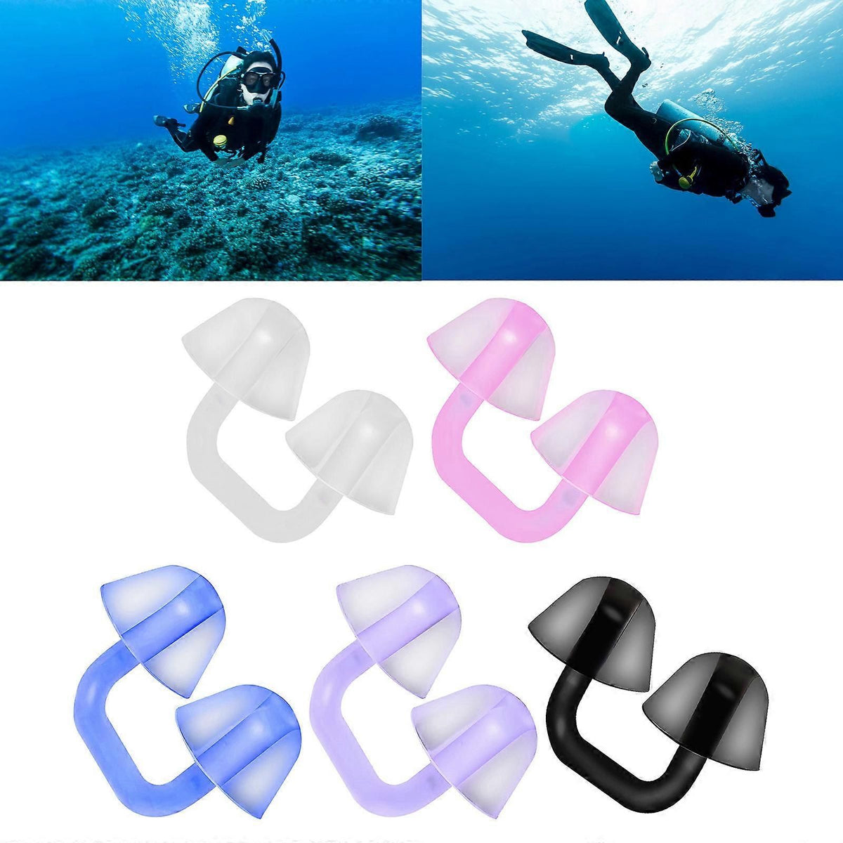 Swimming Nose Clip Silicone Nose Plug, Comfortable Adjustable Nose Clip for Swimming, Diving, Training and Water Sports - Black