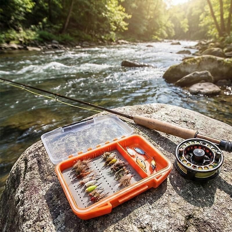 Waterproof Plastic Pockets Fly Fishing Box Portable Fishing Tackle Box Light Weight Fishing Tackle Hook Box Enduring - Black