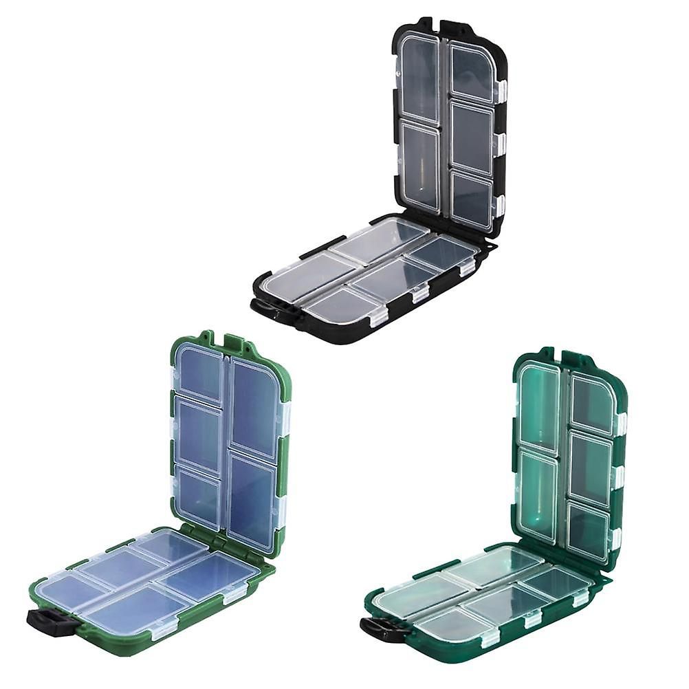 Fishing Tackle Box, 10 Compartment Small Transparent Storage Case for Hooks, Weights & Fishing Accessories - Green