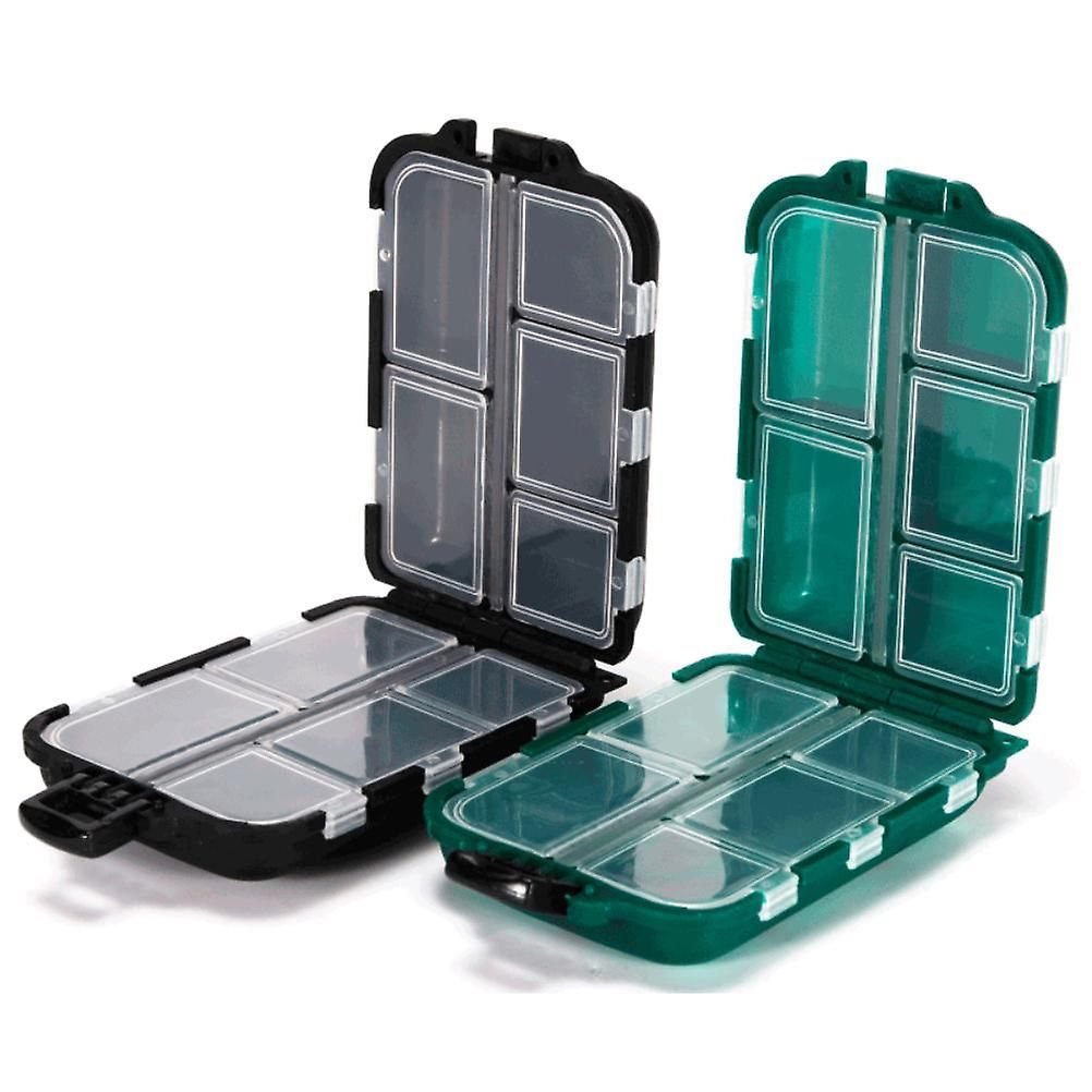 Fishing Tackle Box, 10 Compartment Small Transparent Storage Case for Hooks, Weights & Fishing Accessories - Black