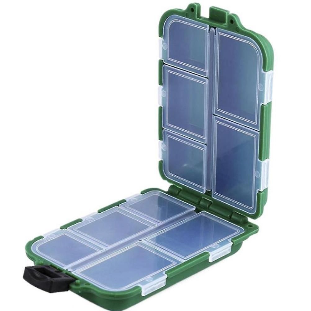 Fishing Tackle Box, 10 Compartment Small Transparent Storage Case for Hooks, Weights & Fishing Accessories - Black