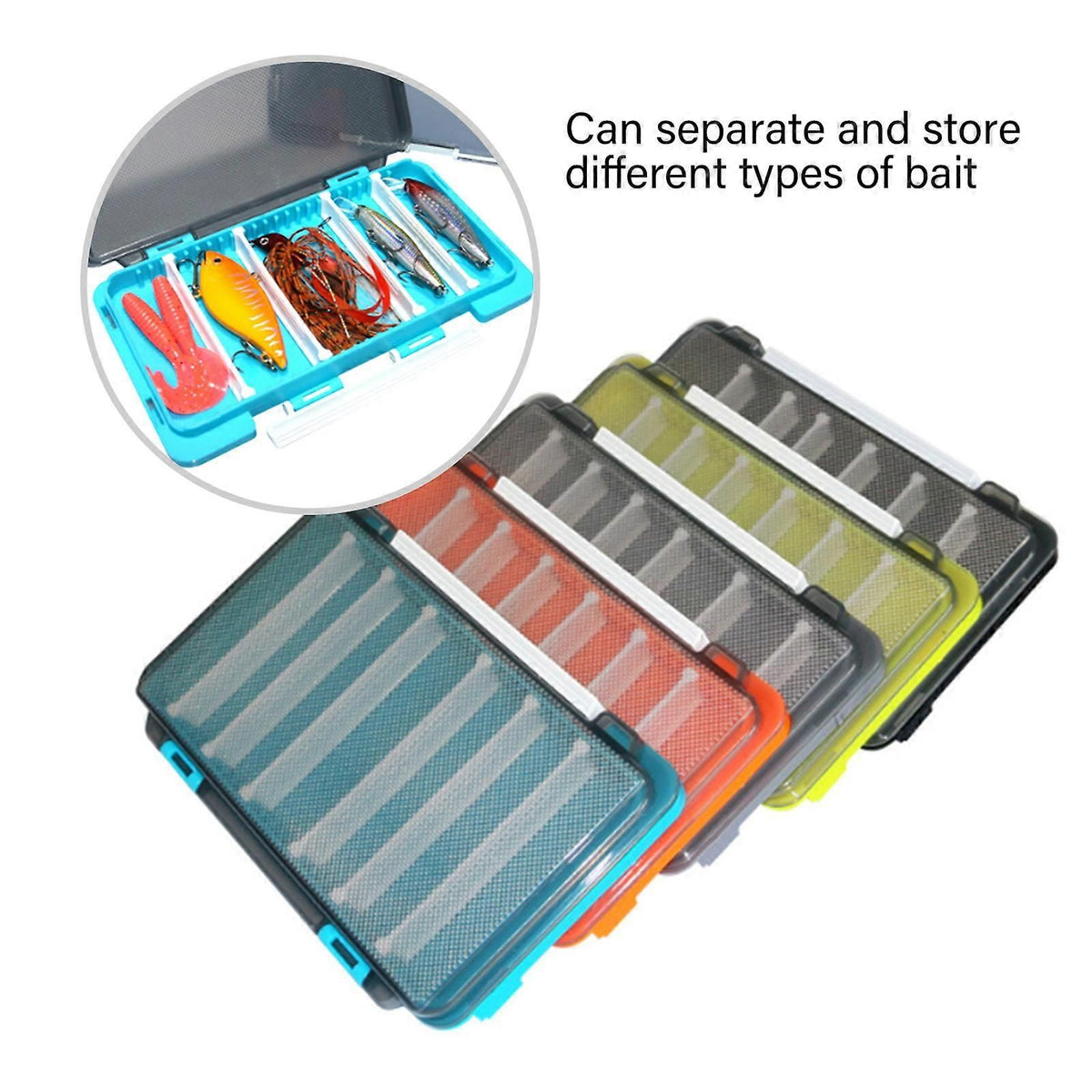 Fish Baits Storage Case with Detachable Compartments Grids Fishing Tackle Storage Box Seal Waterproof Fishing Tackle Box - Yellow