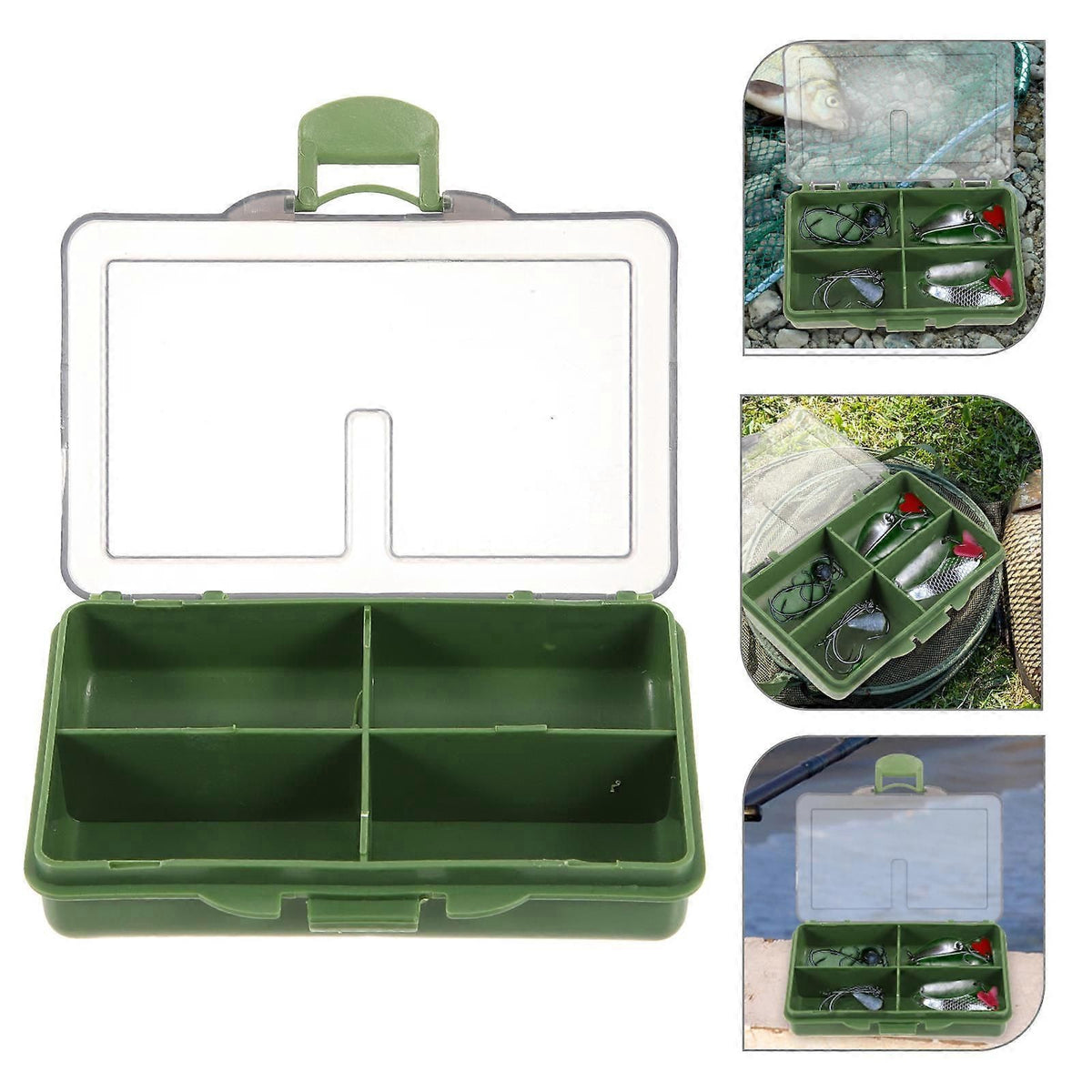 Fishing Tackle Box 2 Pack, Small Fishing Accessories Storage Case with Fixed Compartments, Compact Fishing Hook Bait Lure Organizer, PP Tackle Container - 3 Compartments