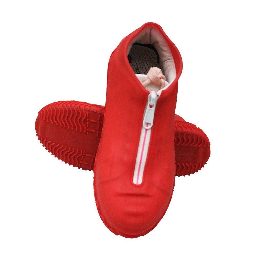 Waterproof Silicone Shoe Covers Reusable Overshoes - Red - S