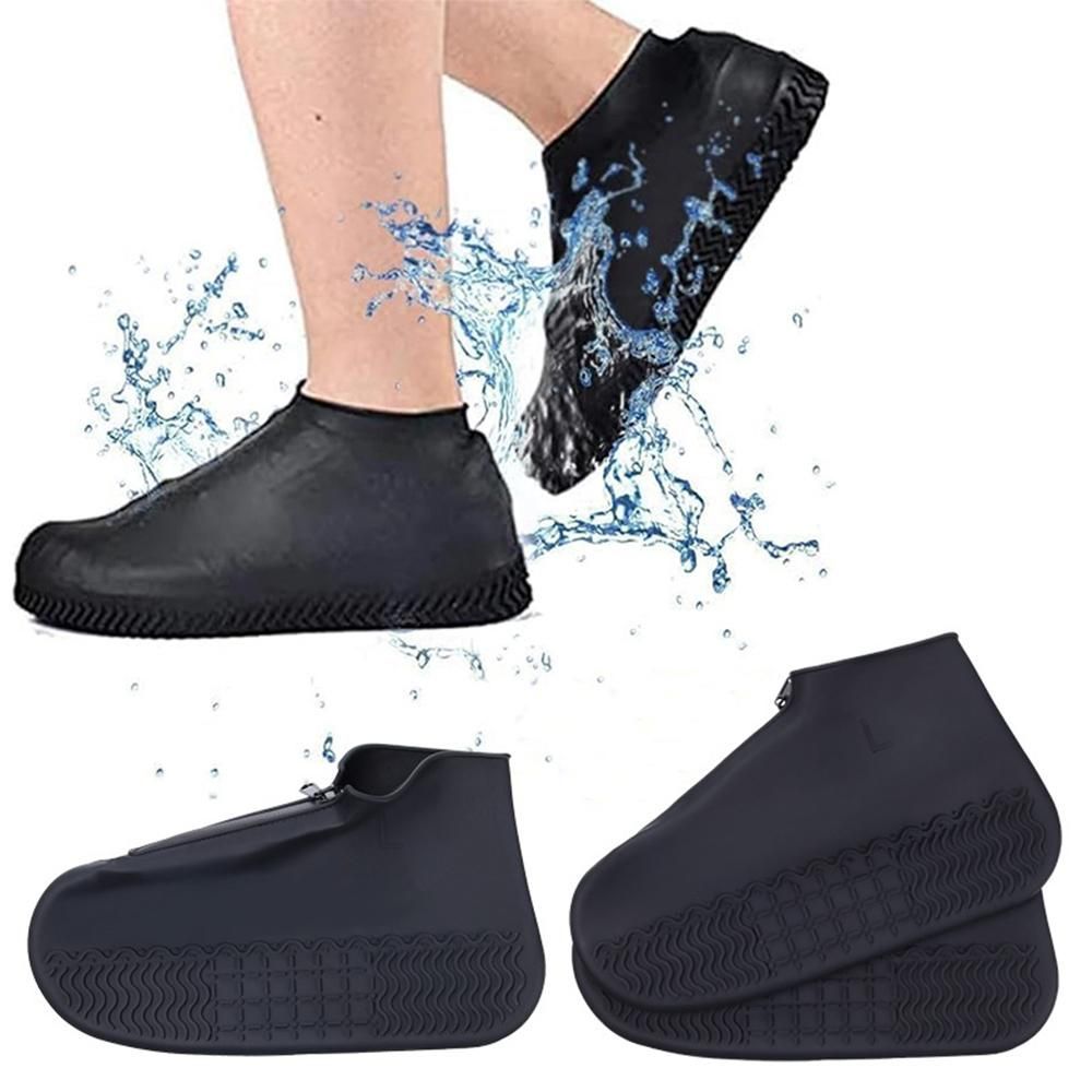 Waterproof Silicone Shoe Covers Reusable Overshoes - Black - S