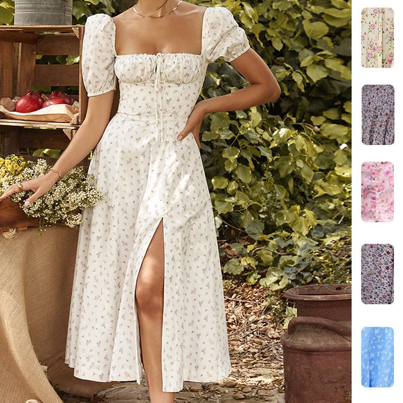 Hongyi Floral Long Dress Summer 2026 Grey Size: L; Height (cm): 165-170; Weight (kg): 55-60; Bust (cm): 90-94; Waist (cm): 74-78; Shoulder width (cm): 39; Length (cm): 62