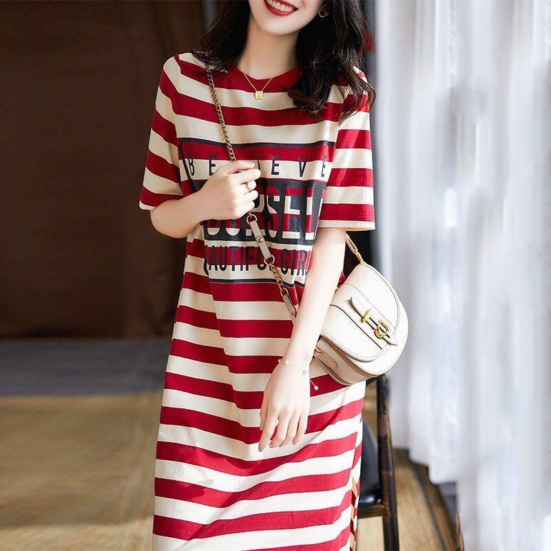 Zebina Womens Striped Short Sleeve Dress Red XL Size: XL; Height (cm): 170-175; Weight (kg): 60-65; Bust (cm): 94-98; Waist (cm): 78-82; Shoulder width (cm): 40; Length (cm): 64