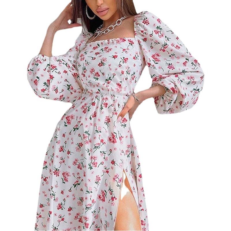 Hong Hao Women Printed Backless Long Dress Spring 2026 White 3XL